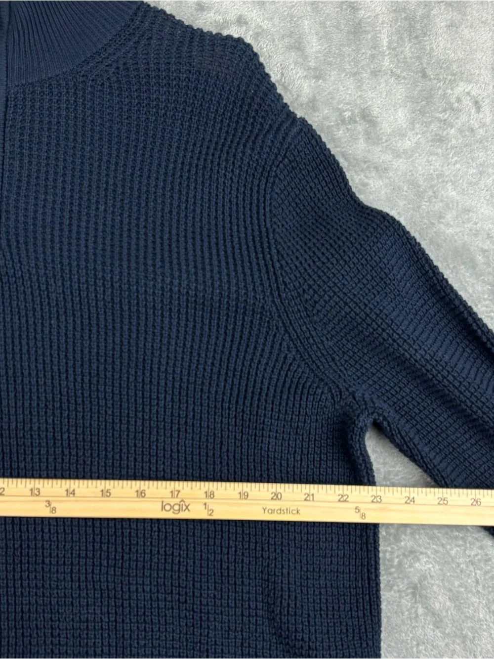 NEW J.Crew Factory Sweater Men XL Blue Waffle Knit Half-Zip Long Sleeve Pullover